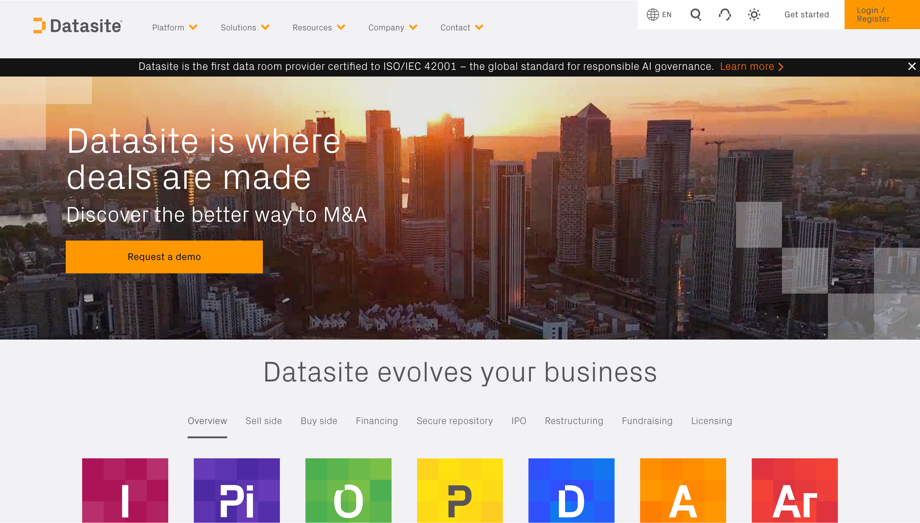 Datasite Virtual Data Room Homepage